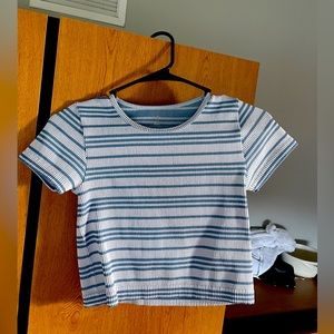 Aura Crop Striped Tee